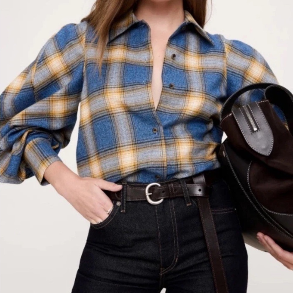 Banana Republic Blue and Yellow Plaid Button Down Shirt